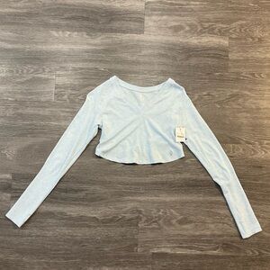 Light Blue Long Sleeve Free People/Pure Barre Crop Top